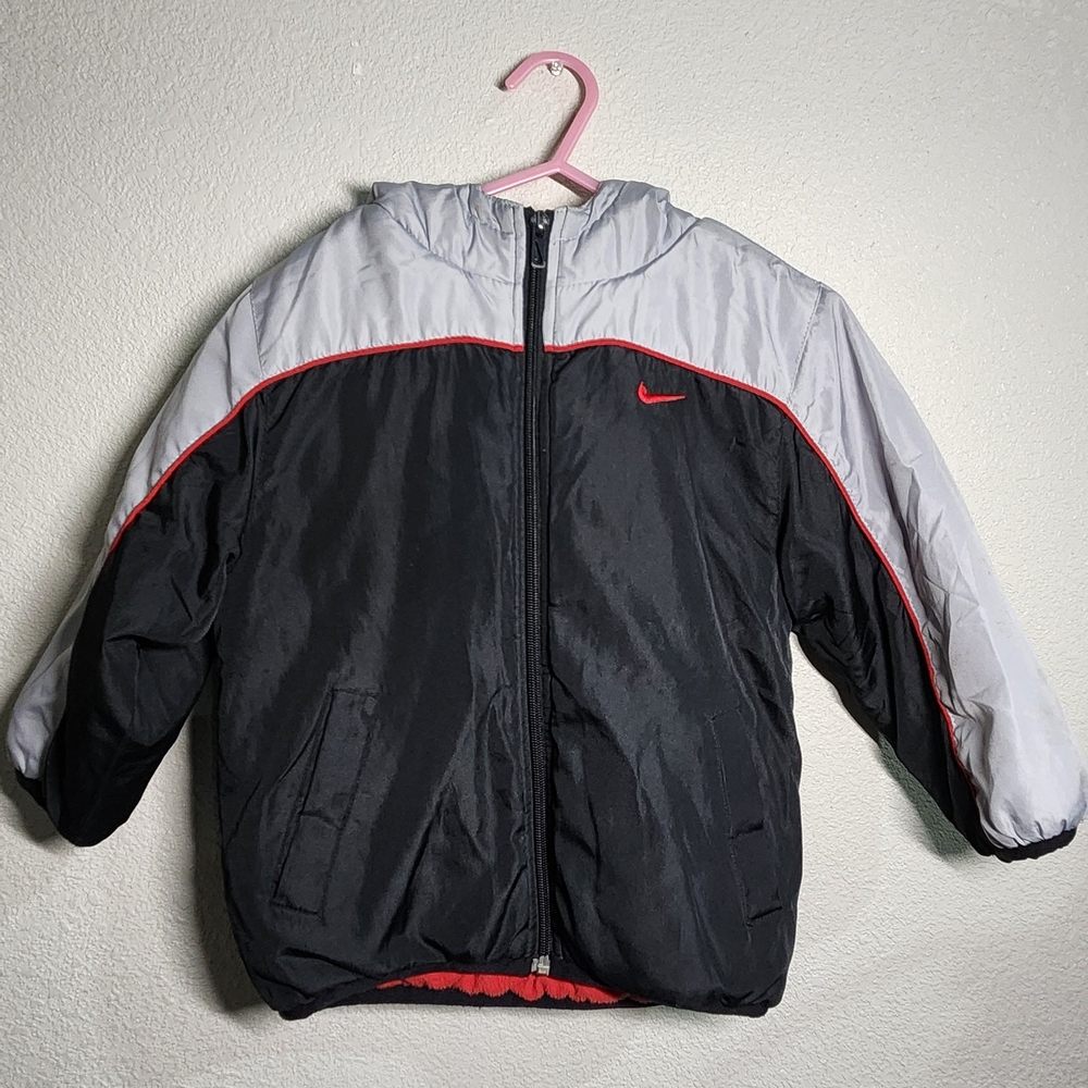 Nike Kids Black and Silver Puffer Jacket